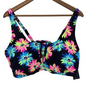 CALIFORNIA WAVES NWT Daisy Floral Multicolor V Wire Bralette Bikini Top Size 20